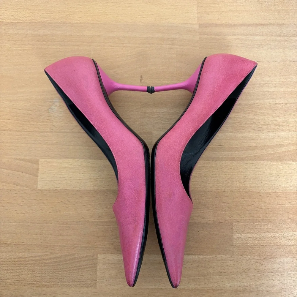 Gucci Womens Hot Pink Leather Pointed Toe Stiletto Pumps Heels Size 8.5B Italy